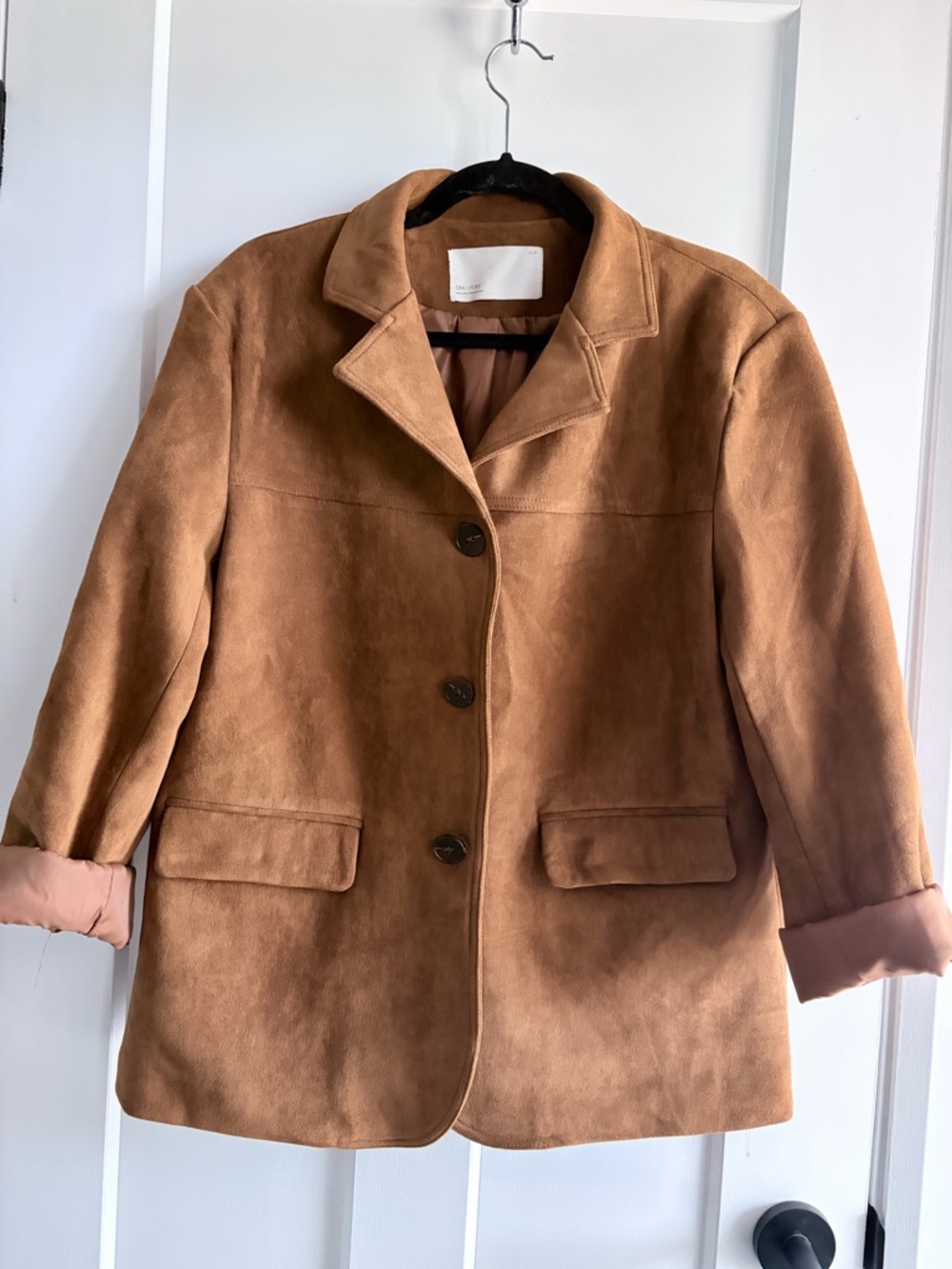 OAK + FORT Tan Suede Button-Front Blazer